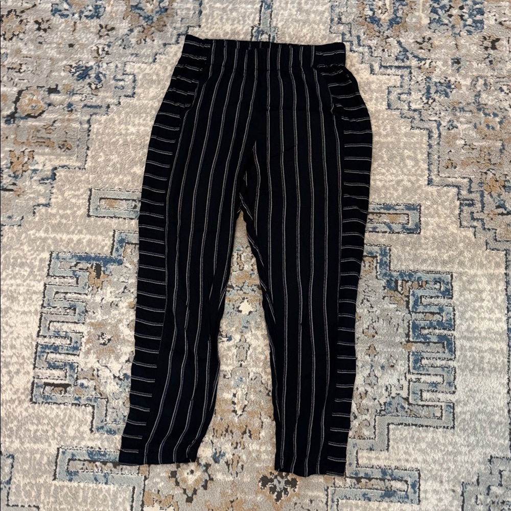 RVCA Flowy Black Pants with White Stripes